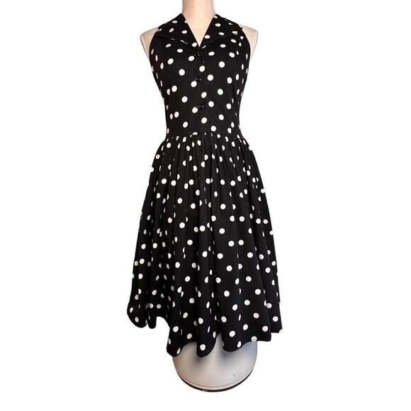 Vintage 80s 90s Robbie Bee Polka Dot Halter Midi Dress Women Sz 8 Marilyn Monroe - Picture 8 of 16
